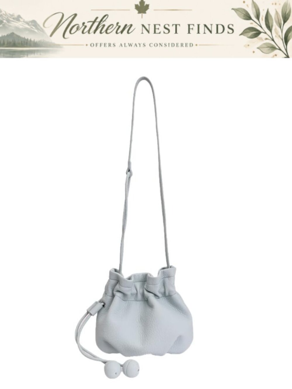 Vegan Leather Bucket Bag Drawstring Crossbody Shoulder Purse Soft Cute Handbag